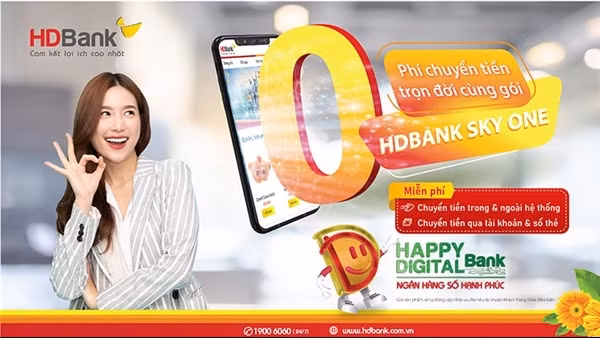 Miễn phí chuyển tiền không giới hạn cùng gói HDBank Sky One