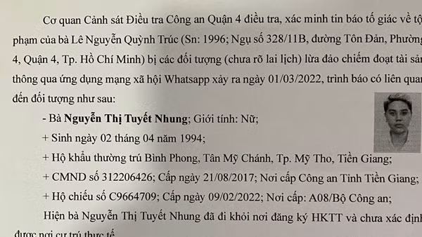 Truy tìm người phụ nữ liên quan vụ lừa đảo qua ứng dụng Whatsapp