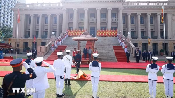 Lễ đón trọng thể Tổng Bí thư, Chủ tịch nước Tô Lâm thăm cấp Nhà nước Sri Lanka