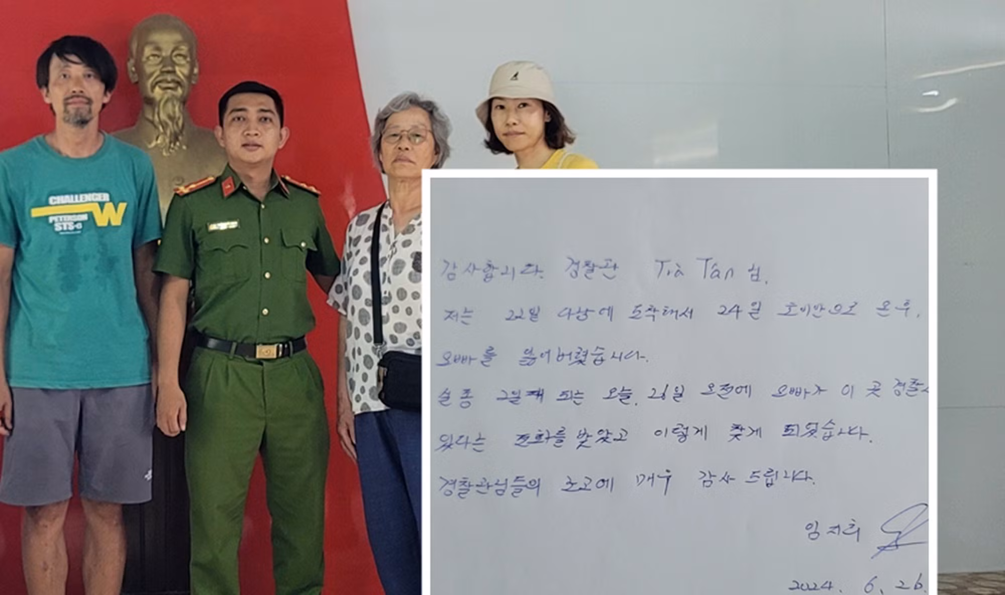 Công an xã hỗ trợ du khách Hàn Quốc đi lạc đoàn tụ cùng gia đình -0