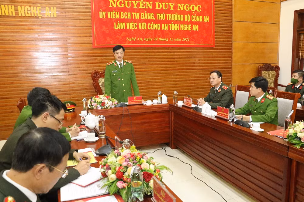 Thứ trưởng Bộ Công an Nguyễn Duy Ngọc làm việc tại Công an tỉnh Nghệ An -0