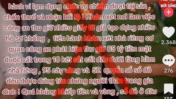 "Chủ tịch phường ở Huế bị bắt cùng nhiều tiền mặt, vàng và sổ đỏ" là... tin giả
