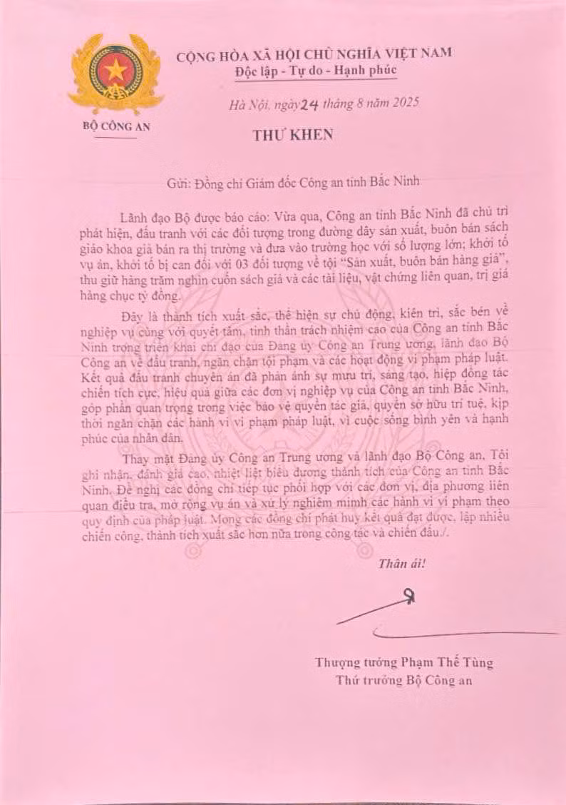 Lãnh đạo Bộ Công an có Thư khen biểu dương thành tích của Công an tỉnh Bắc Ninh -0