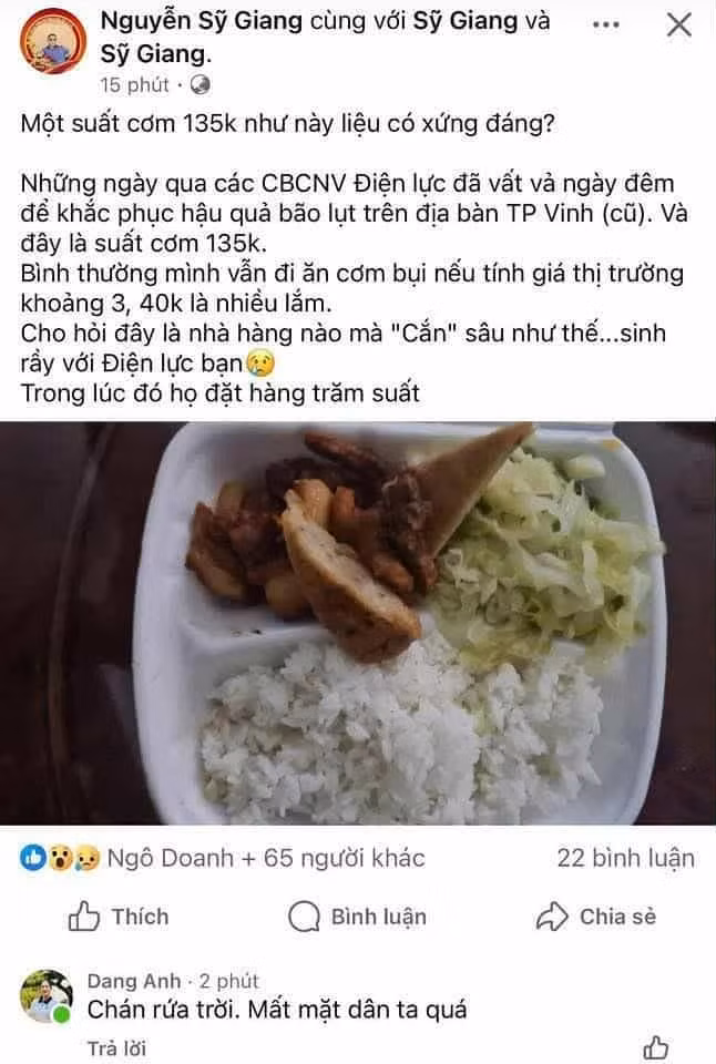 Xôn xao suất cơm “nhà nghèo” giá cao công nhân điện lực ăn vội khi đang khắc phục hậu quả bão số 5? -0