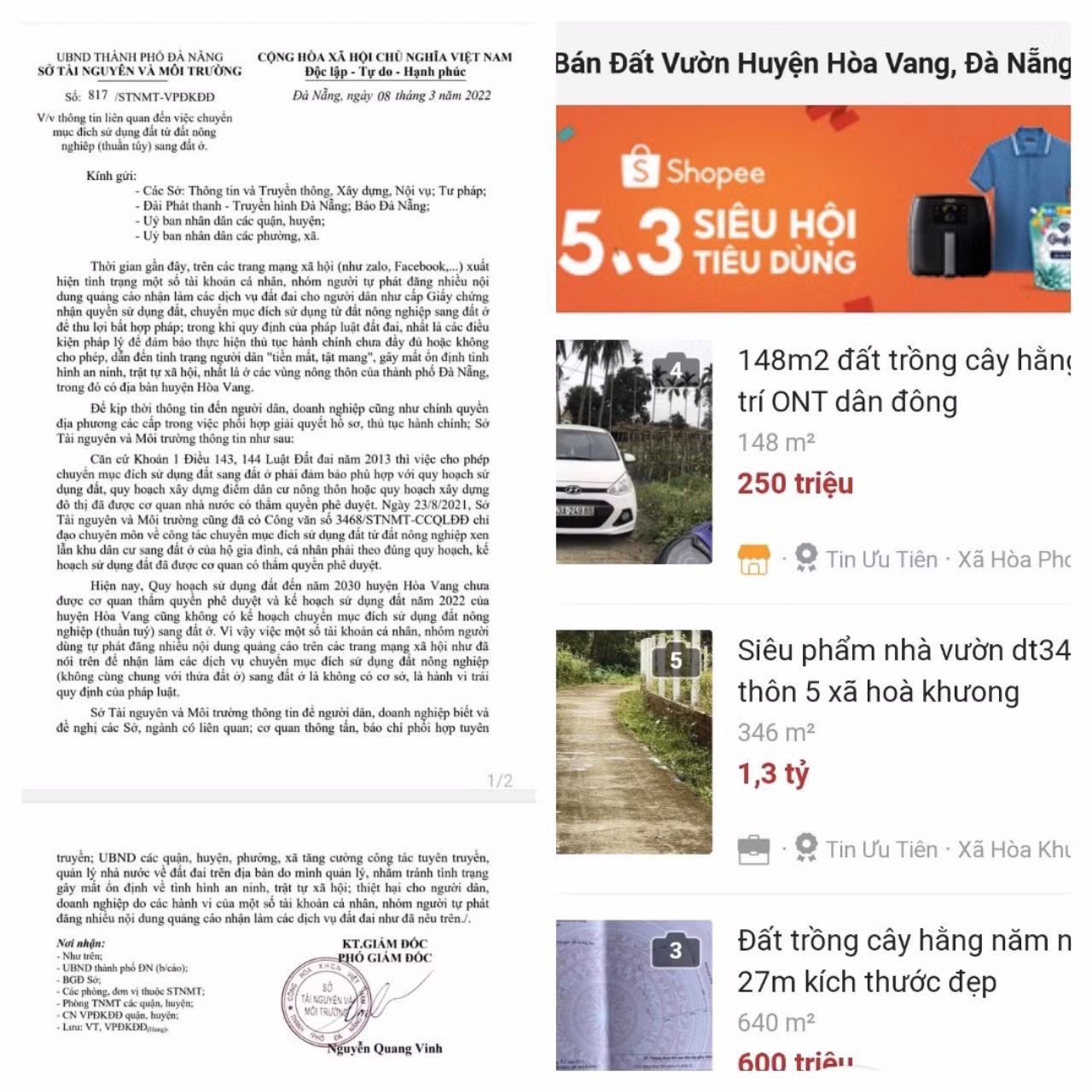 Đà Nẵng: Ngăn chặn “cò đất” rao bán, hoán cải trái phép đất nông ngiệp thành đất ở để trục lợi -0