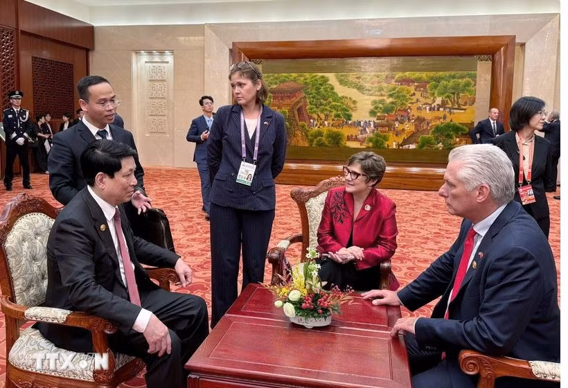 Chủ tịch nước gặp lãnh đạo các nước tại Lễ kỷ niệm chiến thắng phátxít -0