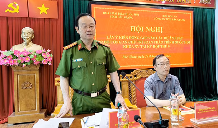Công an Bắc Giang tổ chức Hội nghị lấy ý kiến đóng góp vào các dự thảo Luật do Bộ Công an chủ trì soạn thảo -0