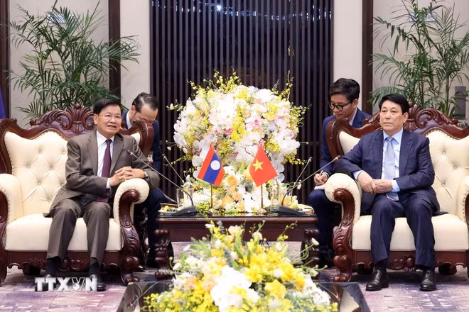 Chủ tịch nước Lương Cường tiếp Tổng Bí thư, Chủ tịch nước Lào -0