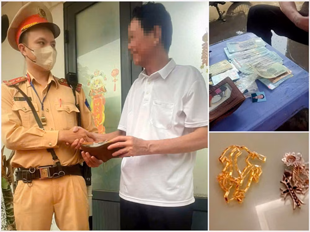 Đánh rơi 5 chỉ vàng và gần 20 triệu trên phố, người dân được CSGT tìm trả lại -0