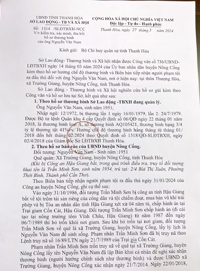 Trốn trại về quê làm hồ sơ hưởng chế độ thương binh -0
