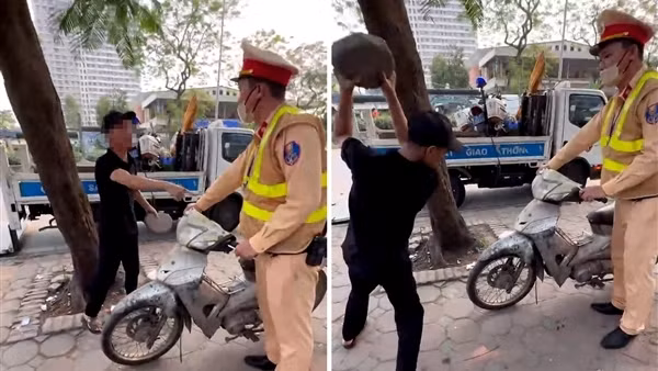 Con vi phạm giao thông, bố say rượu đến chốt CSGT gây hấn