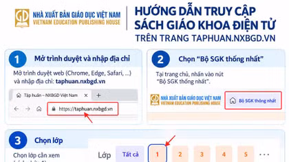 Hướng dẫn truy cập Sách giáo khoa điện tử trên trang taphuan.nxbgd.vn