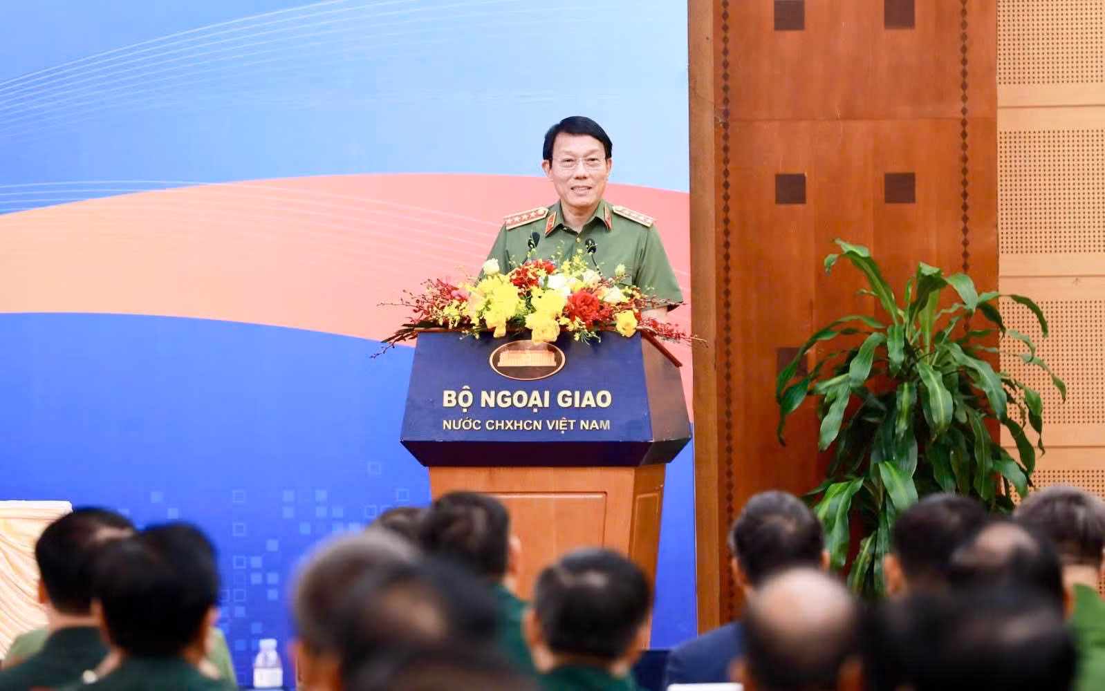 Đại tướng Lương Tam Quang, Bộ trưởng Bộ Công an nêu bật những lợi thế, đặc thù của đối ngoại Công an nhân dân trong việc triển khai chiến lược đối ngoại toàn diện ở tầm cao mới.
