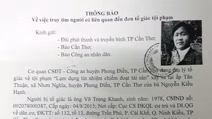 Truy tìm người có liên quan đến đơn tố giác tội phạm