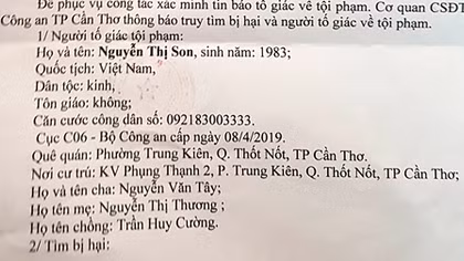 Truy tìm người liên quan tin tố giác tội phạm “Mua bán người dưới 16 tuổi”