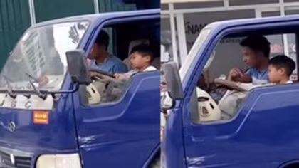 Phạt 8 triệu đồng chủ phương tiện để bé trai 10 tuổi lái xe tải trên phố