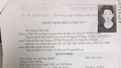 Truy nã đối tượng giết người rồi bỏ trốn