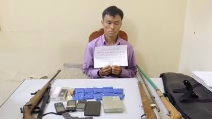 Bắt đối tượng ở Sơn La tàng trữ 1 bánh heroin cùng 4 khẩu súng