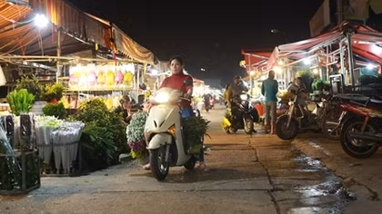 Chợ hoa Quảng An ế ẩm, thương lái mệt mỏi chờ đợi khách trong đêm