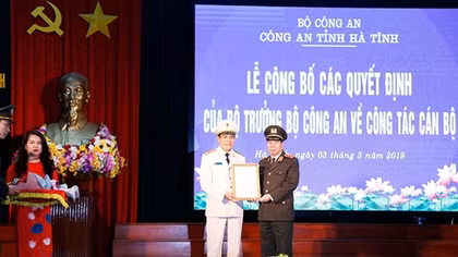 Công bố quyết định bổ nhiệm Giám đốc Công an Hà Tĩnh