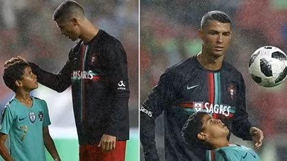 Choáng với tài đá phạt của con trai Ronaldo 