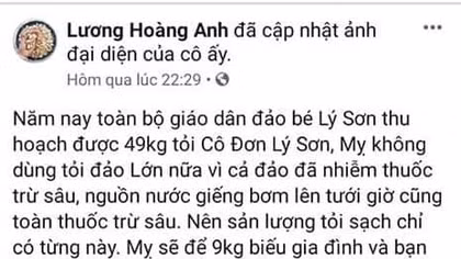 Đề nghị xử lý tài khoản Facebook đăng thông tin sai sự thật về tỏi Lý Sơn