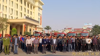 Diễn tập phương án chữa cháy tại Trường đại học Y - Dược Hải Phòng