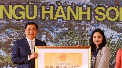 Danh thắng Ngũ Hành Sơn đón nhận Bằng xếp hạng Di tích Quốc gia đặc biệt
