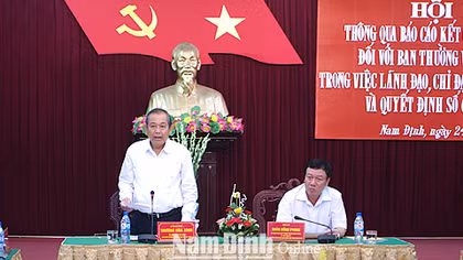 Đoàn kiểm tra của Bộ Chính trị làm việc tại tỉnh Nam Định