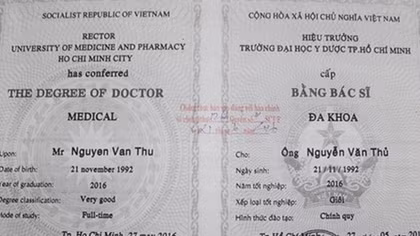 Bác sĩ biến mất dạng khi bị phát hiện sử dụng bằng giả