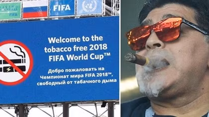 Diego Maradona "nhả khói" trên sân vận động Nga
