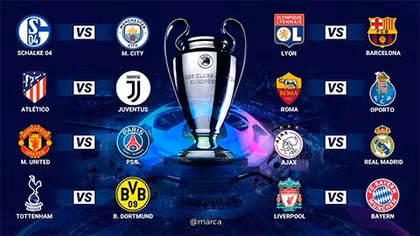 Vòng đấu loại trực tiếp Champions League: Nhiều cặp đấu tử thần