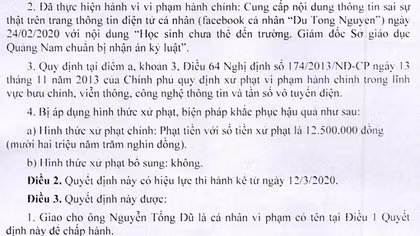 Bị phạt 12,5 triệu đồng do tung tin sai Giám đốc sở chuẩn bị nhận kỷ luật vì COVID-19