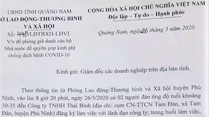 Giả danh cán bộ Nhà nước quyên góp kinh phí phòng, chống dịch