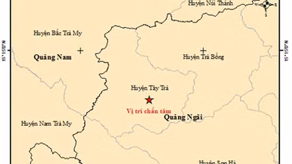 Liên tiếp xảy ra 2 trận động đất tại Quảng Ngãi