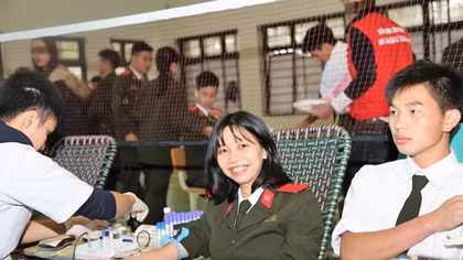 600 cán bộ, học viên Trường Cao đẳng ANND I hiến máu tình nguyện