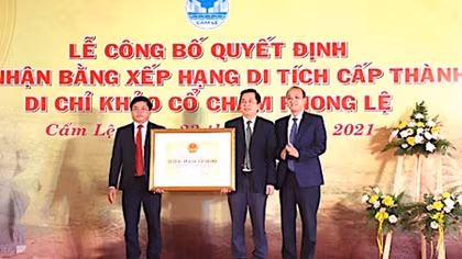 Di chỉ khảo cổ Chăm-Phong Lệ được xếp hạng di tích cấp thành phố