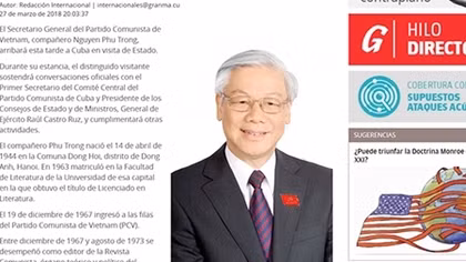 Báo chí Cuba đưa tin đậm nét chuyến thăm của Tổng Bí thư Nguyễn Phú Trọng
