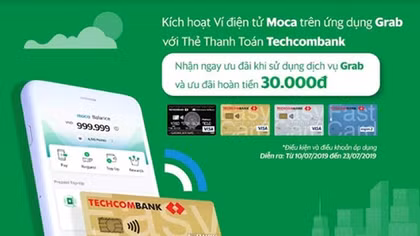Chủ thẻ Techcombank trải nghiệm thanh toán không dùng tiền mặt, tiện lợi trên ứng dụng Grab