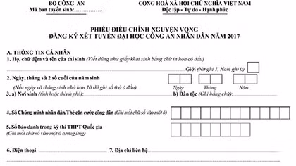 Thí sinh đạt sơ tuyển vào trường CAND có nhiều cơ hội điều chỉnh nguyện vọng xét tuyển giữa các trường CAND