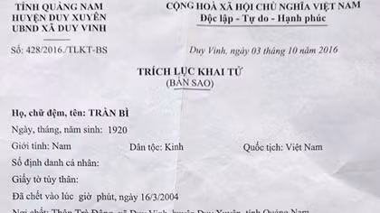 Một thương binh qua đời, hơn 10 năm sau mới được khai tử