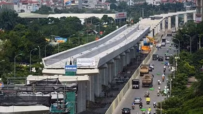 Tuyến đường sắt đô thị Nhổn - ga Hà Nội đạt khoảng 45% khối lượng