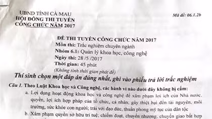 Truy trách nhiệm vụ “rò rỉ” đề thi” công chức ở Cà Mau