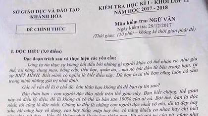 Truy xét nghi vấn lộ đề thi kiểm tra học kỳ lớp 12 ở Khánh Hòa