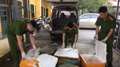 Bắt vụ vận chuyển 350kg sản phẩm động vật bốc mùi hôi thối