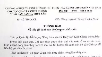 Giả danh lãnh đạo lừa làm dịch vụ an toàn thực phẩm