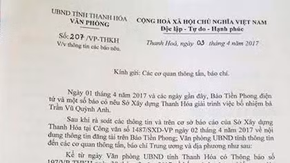 Thanh Hóa khẳng định Sở Xây dựng thống nhất với kết luận thanh tra vụ bổ nhiệm "thần tốc"