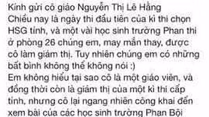 Đình chỉ một giám thị coi thi