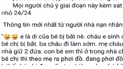 Bịa chuyện bắt cóc trẻ em trên Facebook để câu…Like