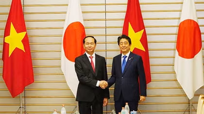 Chủ tịch nước Trần Đại Quang hội đàm với Thủ tướng Nhật Bản Shinzo Abe